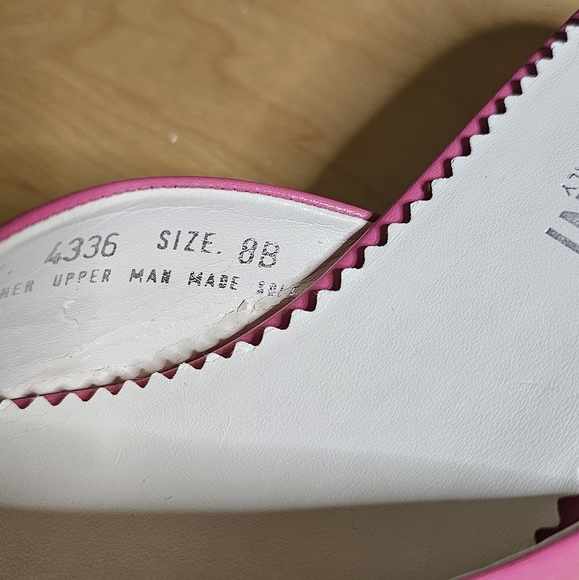 Sz 8 pink leather kitten heel knot slides - made in Italy - Picture 11 of 12